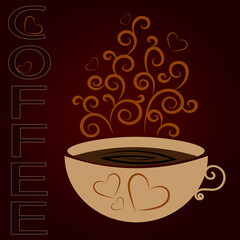 Cup of coffee on brown background