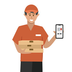 Pizza delivery courier. Delivery worker. Food distribution. Home delivery. Free delivery. Fast delivery. Delivered package.