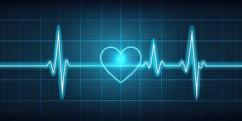 Pulse rhythm icon designed for medical illustrations, promoting health awareness. Clear cardiogram representation emphasizes the importance of heart health in a visually engaging manner.