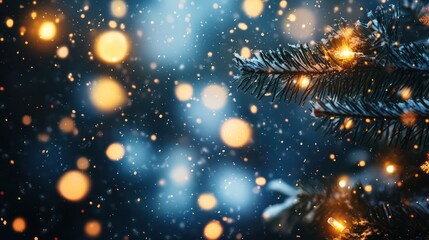 Naklejka premium An animated Christmas and New Year background for virtual meetings, with festive snowflakes falling gently, twinkling lights, and animated holiday icons, creating an engaging, interactive setting