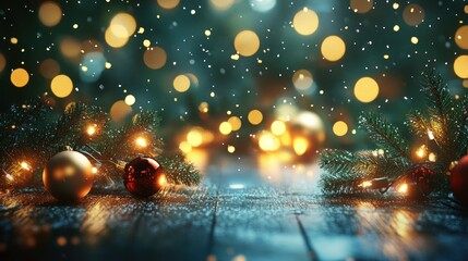 An animated Christmas and New Year background for virtual meetings, with festive snowflakes falling gently, twinkling lights, and animated holiday icons, creating an engaging, interactive setting