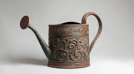 An antique-style watering can, featuring intricate vintage detailing, perfect for collectors or enthusiasts
