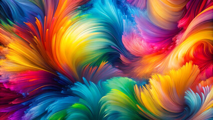 Obraz premium Vivid abstract background with dynamic brush strokes, vibrant colors, banner-ready