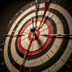 A dart perfectly striking the bullseye, symbolizing precision and accuracy,