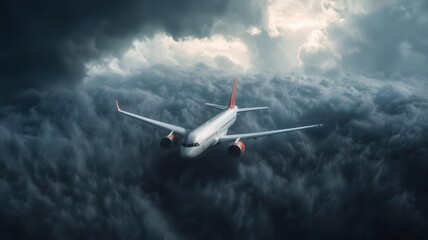 Insurance for travel disruptions, stormy weather and airplane, 3D illustration,