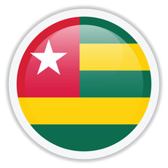 Fototapeta premium Flag of Togo. Glossy round icon isolated on white background