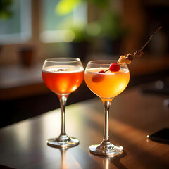 A selection of cocktails showcasing vibrant colors and diverse garnishes.