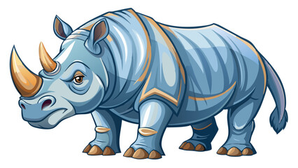Fototapeta premium Rhino isolated on white - vector illustration Rhino, Javan Rhino vector art isolated on white