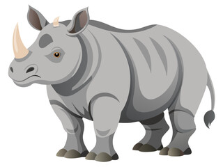 Fototapeta premium Rhino isolated on white - vector illustration Rhino, Javan Rhino vector art isolated on white