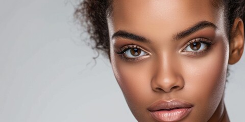 Naklejka premium Close-up of a beauty model with flawless makeup.