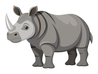 Fototapeta premium Rhino isolated on white - vector illustration Rhino, Javan Rhino vector art isolated on white