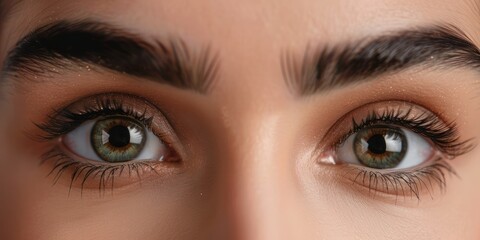 Obraz premium Close-up of eyes with long eyelashes and perfect eyebrows.