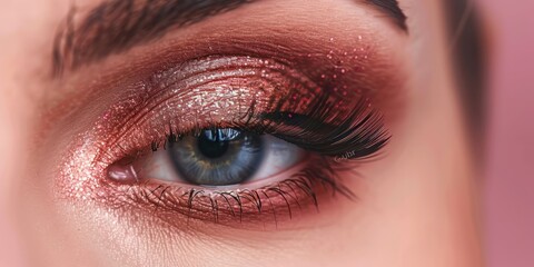 Obraz premium Detailed shot of eye makeup and eyelashes.