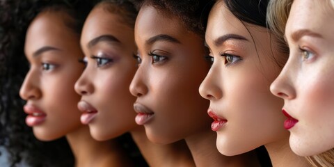 Fototapeta premium Diverse beauty models representing global beauty standards.