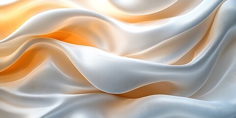 Obraz premium Flowing silk fabric in soft hues of white and orange.