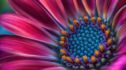 Conceptual image of a close-up of a blooming flower, capturing its intricate details and vibrant colors