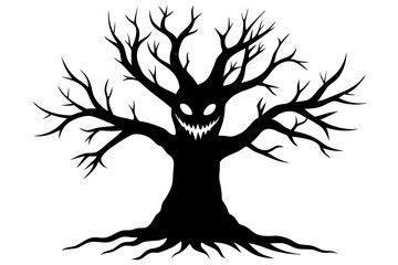 Creepy tree silhouette vector illustration. Perfect for Halloween theme of design