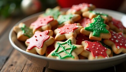 Obraz premium Christmas Cookie Magic: A Bowl of Treats, Baked with Love and Festive Flair