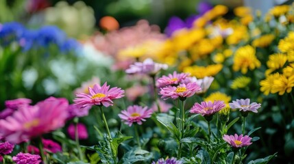 Fototapeta premium Conceptual image of a garden blooming in vibrant colors, emphasizing the joy of gardening and care
