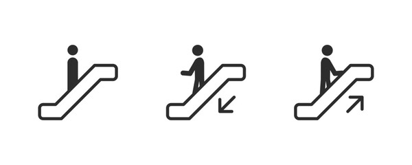 Escalator icon set. Escalator pictogram. Escalator Signs Set.