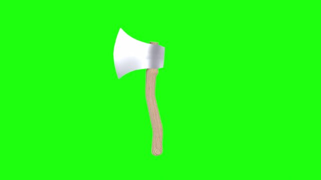 Realistic 3D rendering of an axe with a wooden handle