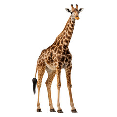 Fototapeta premium A tall giraffe standing gracefully in a bright, open area during daylight hours