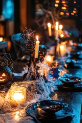 Creepy Halloween Table Setup with Spooky Decor