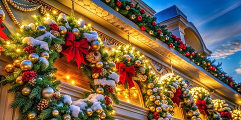 Naklejka premium Elegant Holiday Border Architecture for Seasonal Celebrations