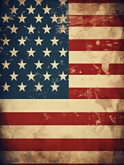 Worn and Faded American Flag with Red, White, and Blue Stripes