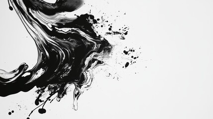 A white paper with black ink splatter on a white background