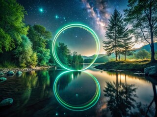 Enigmatic Dark Green Circle: Long Exposure Abstract Art for Nature Enthusiasts