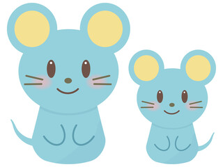 笑顔で親子のネズミさん