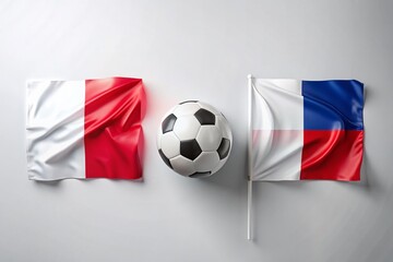 Naklejka premium France vs Poland Football Match Flags Isolated on White Background for Sports and Team Spirit Themes