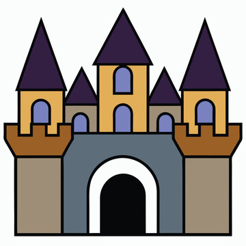 recommend clip art: castle flat design vector illustration, beautiful fairytale castle clip art isolated on white background