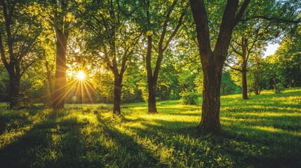Sunlight Filters Through Lush Green Forest
