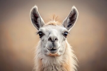 Fototapeta premium Funny Llama in Minimalist Style – Whimsical Animal Photography for Creative Projects