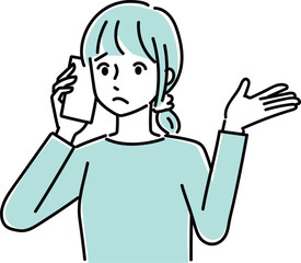 スマホで会話する若い女性