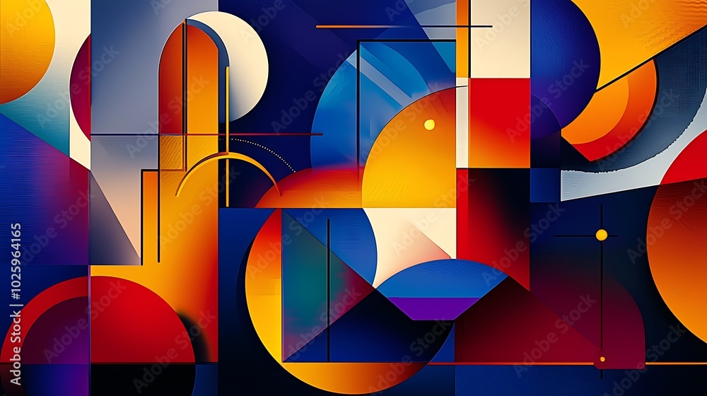 Aufkleber colorful abstract shapes and geometric forms on canvas