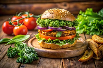 Healthy Veggie Burger Fast Food Delight - Nutrient-Packed and Delicious