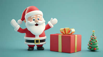 3d santa claus and gift box. ai 4k
