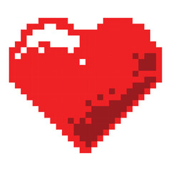 Obraz premium pixel heart icon vector illustration isolated