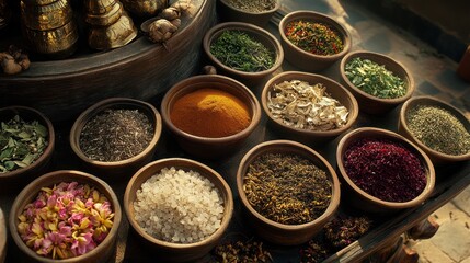 Herbs and spices used in cultural rituals and ceremonies, curated for their significance in traditional practices around the world, ideal for spiritual and cultural celebrations.