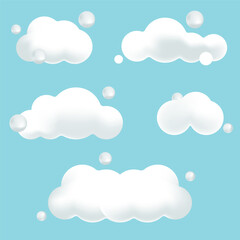 realistic white cloud set, additional sky design elements