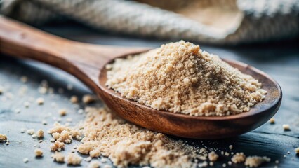 salt and pepper on wooden spoonpile crumbs in wooden spoon isolated on white