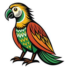 Fototapeta premium A parrot woodcut style white background vector illustration