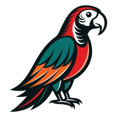 A parrot woodcut style white background vector illustration