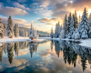 sunrise over the lake