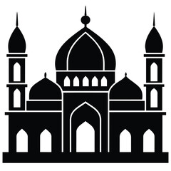 Black mosque silhouette on white background vector illustration 