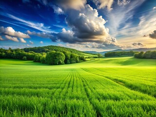 Obraz premium Lush Green Grass Field Panorama Isolated on White Background for Nature Themes