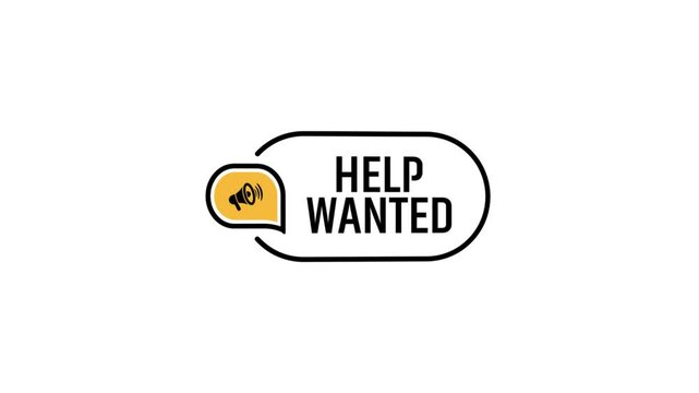 Help wanted sign on white background	